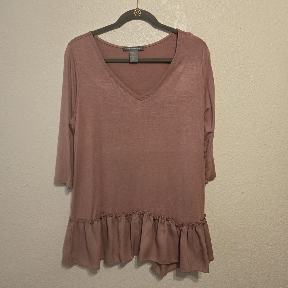 New no tags kate & Mallory large rayon blend mauve pink tunic top